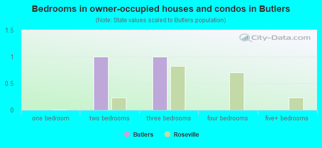 Bedrooms in owner-occupied houses and condos in Butlers