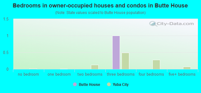 Bedrooms in owner-occupied houses and condos in Butte House