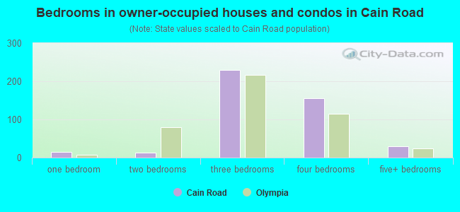 Bedrooms in owner-occupied houses and condos in Cain Road