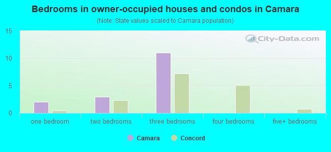 Bedrooms in owner-occupied houses and condos in Camara