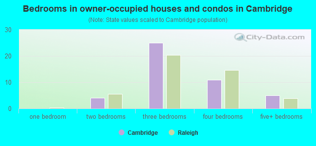Bedrooms in owner-occupied houses and condos in Cambridge