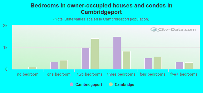 Bedrooms in owner-occupied houses and condos in Cambridgeport
