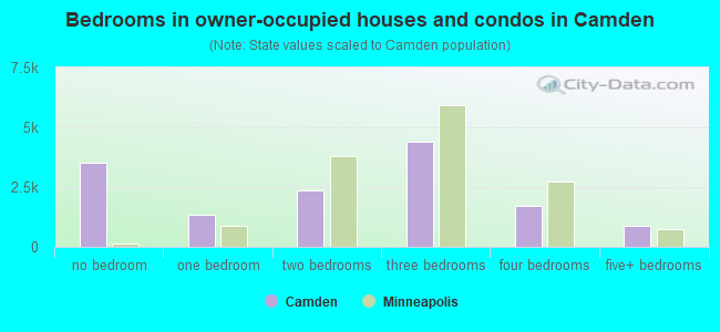 Bedrooms in owner-occupied houses and condos in Camden