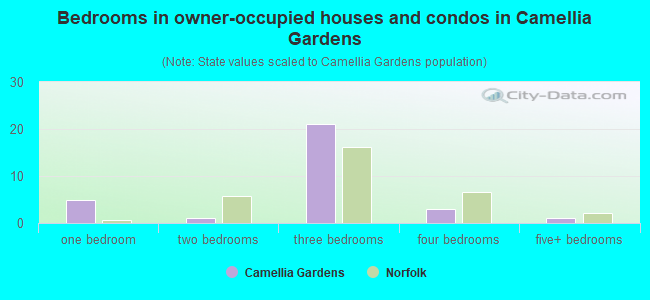 Bedrooms in owner-occupied houses and condos in Camellia Gardens