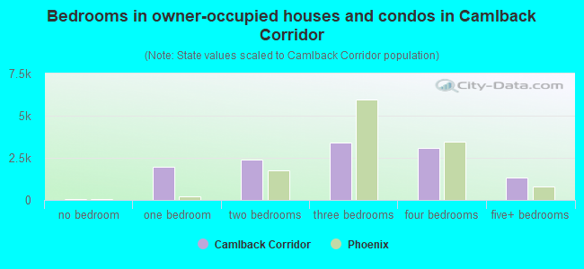 Bedrooms in owner-occupied houses and condos in Camlback Corridor