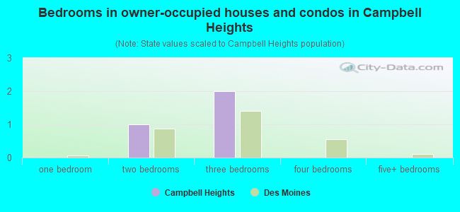 Bedrooms in owner-occupied houses and condos in Campbell Heights