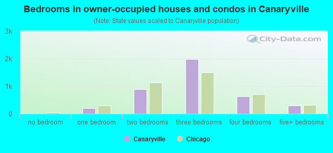 Bedrooms in owner-occupied houses and condos in Canaryville