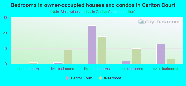 Bedrooms in owner-occupied houses and condos in Carlton Court