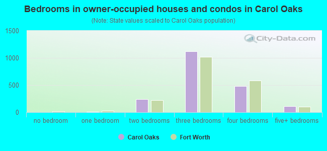 Bedrooms in owner-occupied houses and condos in Carol Oaks