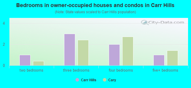 Bedrooms in owner-occupied houses and condos in Carr Hills