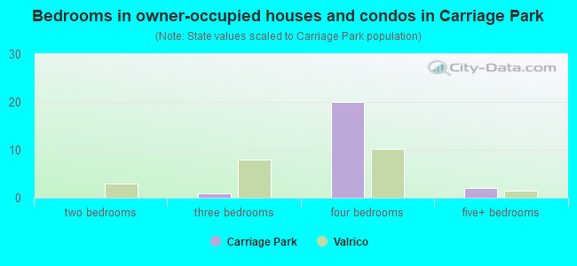 Bedrooms in owner-occupied houses and condos in Carriage Park