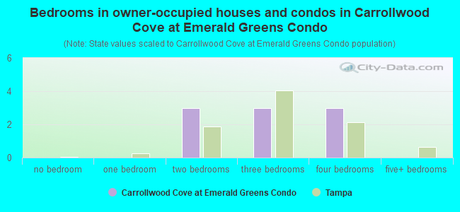 Bedrooms in owner-occupied houses and condos in Carrollwood Cove at Emerald Greens Condo