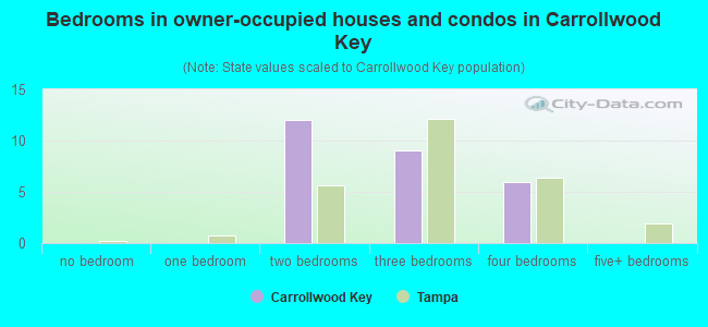 Bedrooms in owner-occupied houses and condos in Carrollwood Key