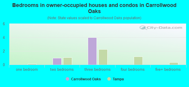 Bedrooms in owner-occupied houses and condos in Carrollwood Oaks