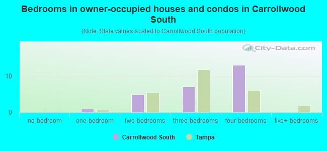 Bedrooms in owner-occupied houses and condos in Carrollwood South