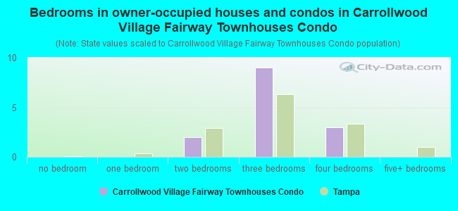 Bedrooms in owner-occupied houses and condos in Carrollwood Village Fairway Townhouses Condo