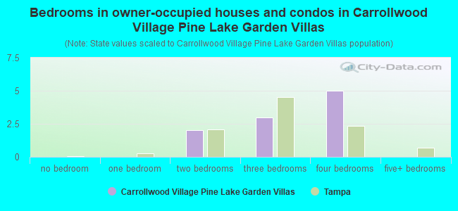 Bedrooms in owner-occupied houses and condos in Carrollwood Village Pine Lake Garden Villas