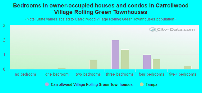 Bedrooms in owner-occupied houses and condos in Carrollwood Village Rolling Green Townhouses