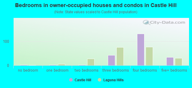 Bedrooms in owner-occupied houses and condos in Castle Hill