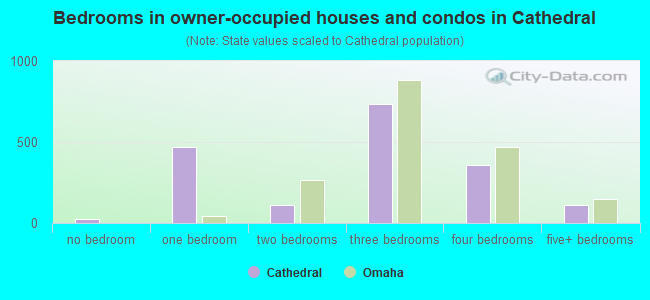 Bedrooms in owner-occupied houses and condos in Cathedral