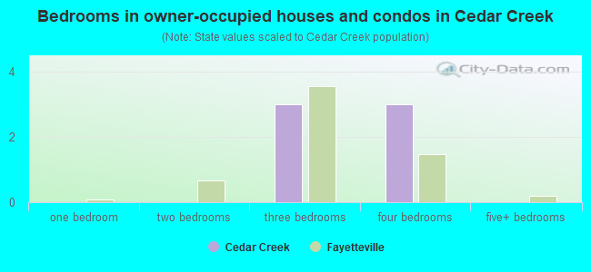 Bedrooms in owner-occupied houses and condos in Cedar Creek