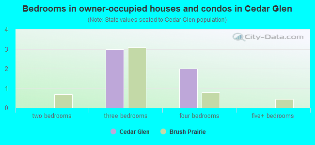 Bedrooms in owner-occupied houses and condos in Cedar Glen