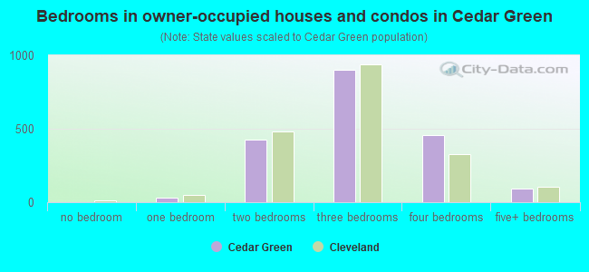 Bedrooms in owner-occupied houses and condos in Cedar Green