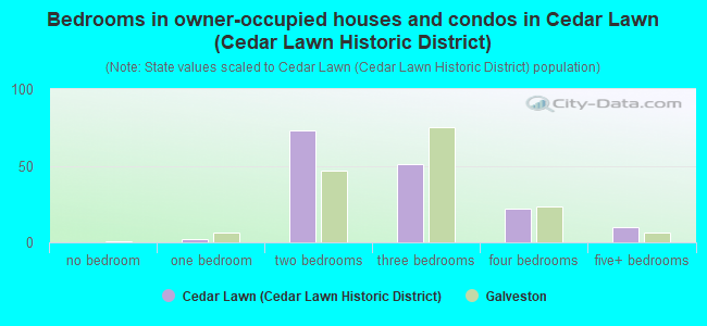 Bedrooms in owner-occupied houses and condos in Cedar Lawn (Cedar Lawn Historic District)