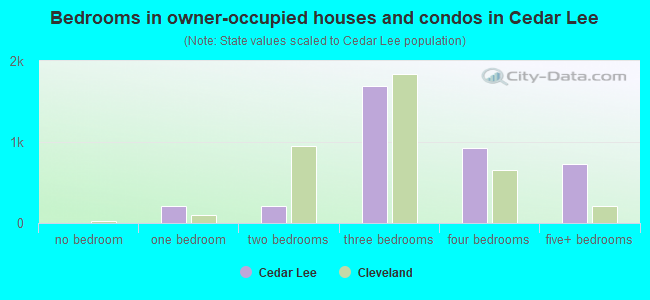 Bedrooms in owner-occupied houses and condos in Cedar Lee