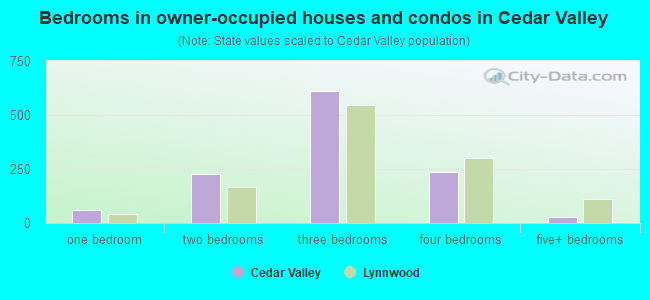 Bedrooms in owner-occupied houses and condos in Cedar Valley