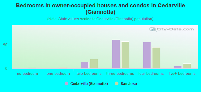 Bedrooms in owner-occupied houses and condos in Cedarville (Giannotta)