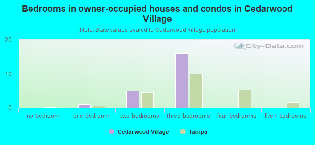 Bedrooms in owner-occupied houses and condos in Cedarwood Village