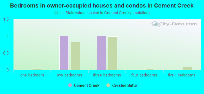 Bedrooms in owner-occupied houses and condos in Cement Creek