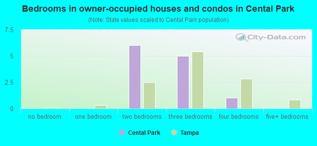 Bedrooms in owner-occupied houses and condos in Cental Park