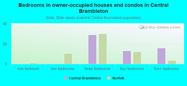 Bedrooms in owner-occupied houses and condos in Central Brambleton