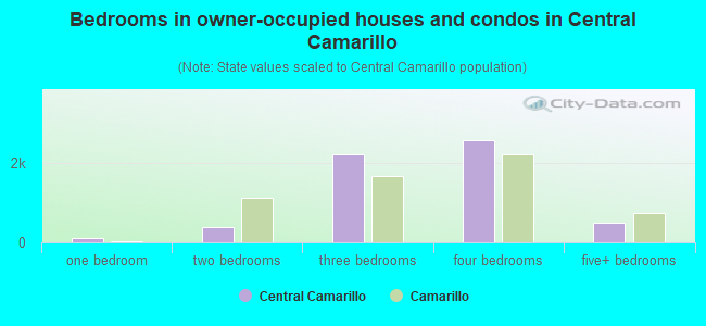 Bedrooms in owner-occupied houses and condos in Central Camarillo