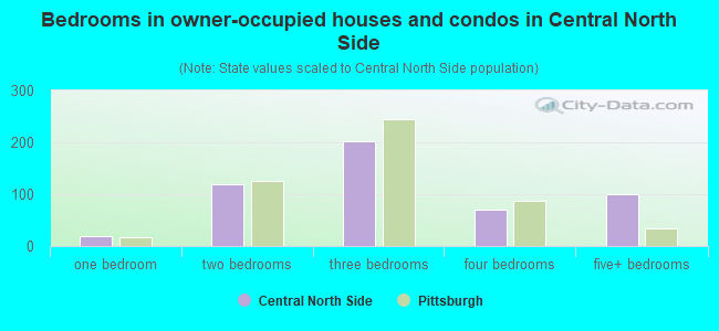 Bedrooms in owner-occupied houses and condos in Central North Side