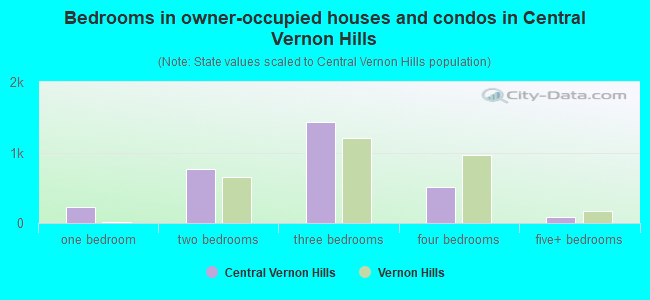 Bedrooms in owner-occupied houses and condos in Central Vernon Hills