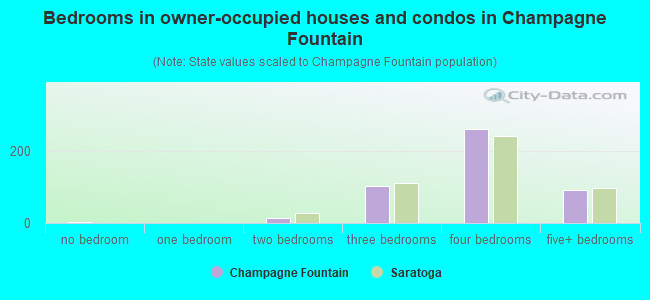Bedrooms in owner-occupied houses and condos in Champagne Fountain