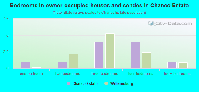 Bedrooms in owner-occupied houses and condos in Chanco Estate