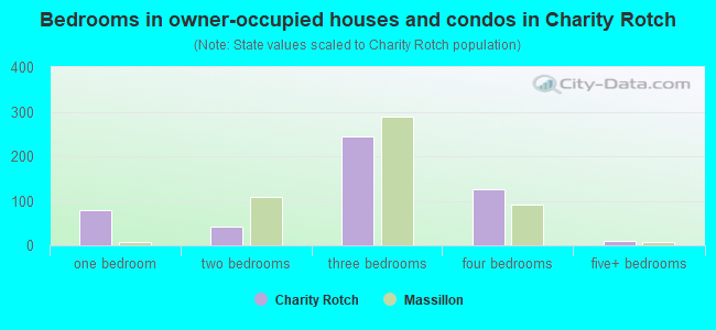 Bedrooms in owner-occupied houses and condos in Charity Rotch