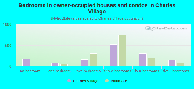 Bedrooms in owner-occupied houses and condos in Charles Village