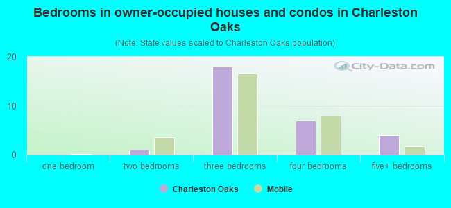 Bedrooms in owner-occupied houses and condos in Charleston Oaks