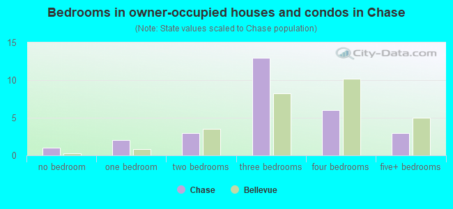 Bedrooms in owner-occupied houses and condos in Chase