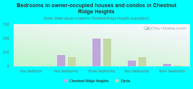 Bedrooms in owner-occupied houses and condos in Chestnut Ridge Heights