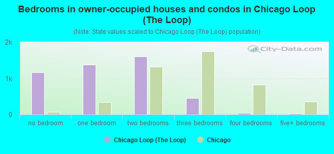 Bedrooms in owner-occupied houses and condos in Chicago Loop (The Loop)