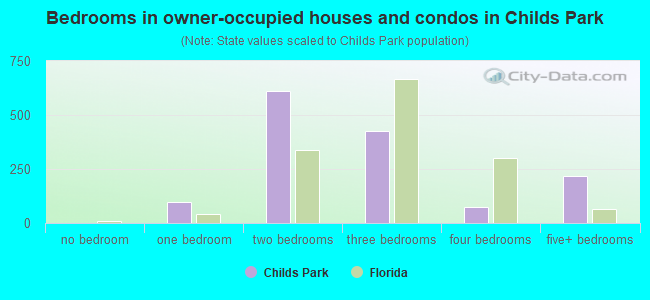 Bedrooms in owner-occupied houses and condos in Childs Park