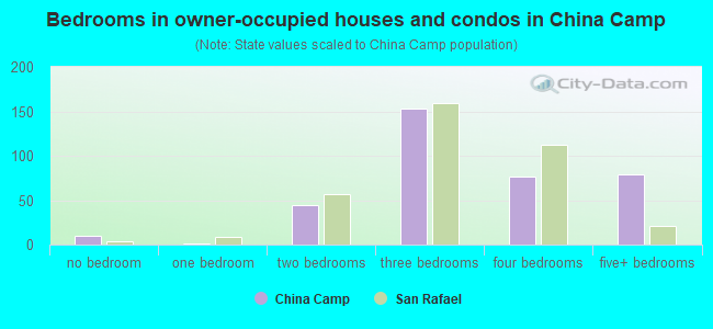 Bedrooms in owner-occupied houses and condos in China Camp