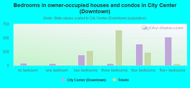 Bedrooms in owner-occupied houses and condos in City Center (Downtown)