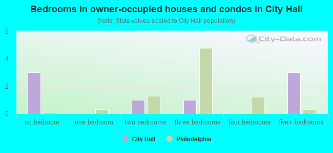 Bedrooms in owner-occupied houses and condos in City Hall
